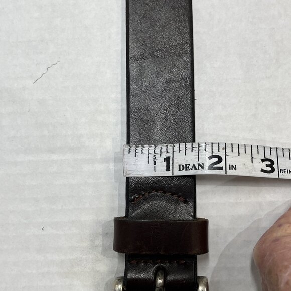 J Crew Belt Womens 30 Brown Genuine Leather Stitched Aztec Southwestern Cowgirl - Picture 11 of 11